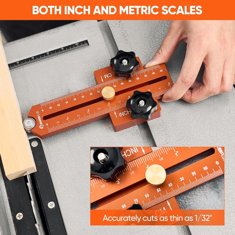 SakerPlus Thin Rip Jig Table Saw Jig Guide, Thin Rip Jig for Repetitive Narrow Thin Strip Cutting, Fits for 3/8" x 3/4" T Slot, Woodworking Tool Fast Thin Ripping Guide for Table Saw Band Saw Router - Image 4